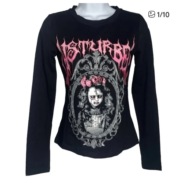 NWT Dolls Kill Distorted Reflections XXS Long Sleeved Top Tshirt!! - Picture 12 of 12